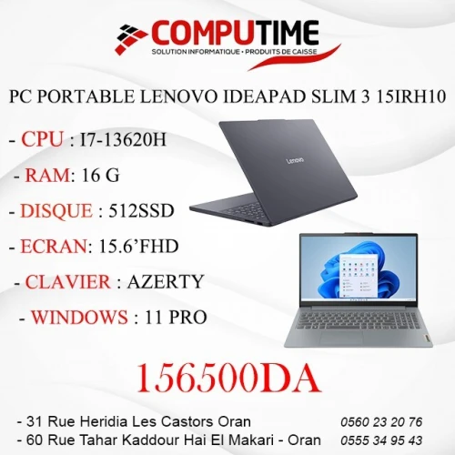 PC PORTABLE LAPTOP LENOVO IdeaPad Slim 3 15IRH10  Intel Core i7-13620H 512SSD 16G DDR5 15.6