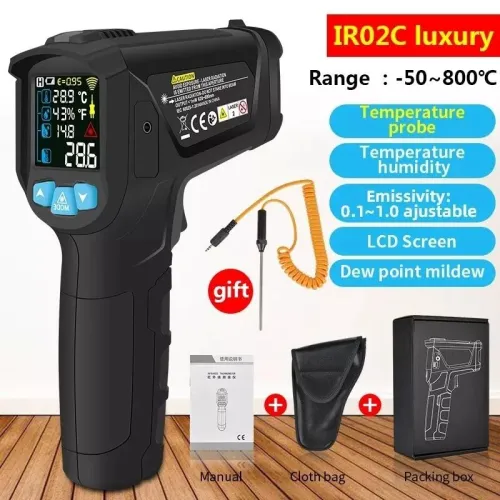 Thermomètre industriel infrarouge Laser de - 50 à 600 Four à pizza & four à bois , Climatisation etc