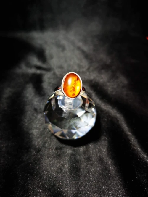Bague ancienne argent français avec ambre