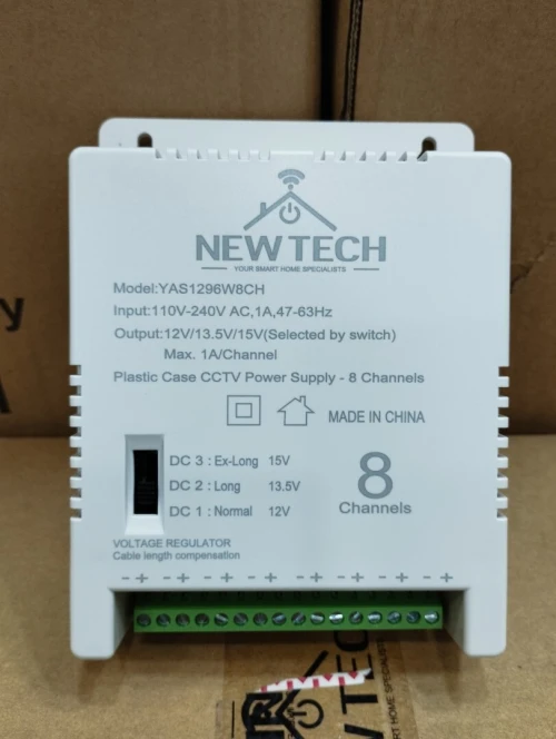 ALIMENTATION CCTV PVC NEWTECH 8S 12/13.5/15v (SELECTED SWITCH)