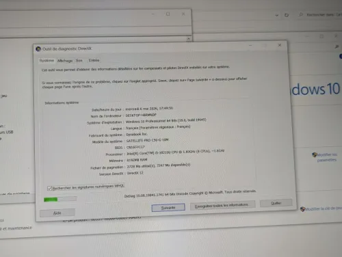 TOSHIBA DYNABOOK / INTEL I5 10 EME / 8G /256 SSD / 15.6 FHD +CARTABLE