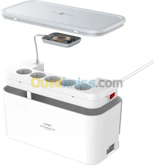 Boîtier multiprise sans fil Ldnio avec 5 prises d'alimentation 2 ports USB puissance de 2500W