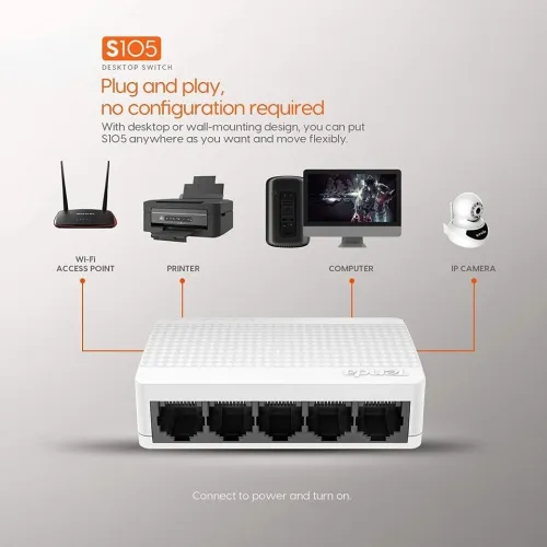 Tenda TE-S105 5-Port Mini 10/100Mbps Fast Ethernet Switch