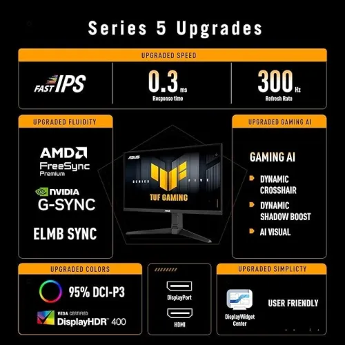 ASUS TUF VG27AQML5A 27" 2.5 K Fast IPS - 300Hz - 1MS - GSYNC - Freesync Premium -