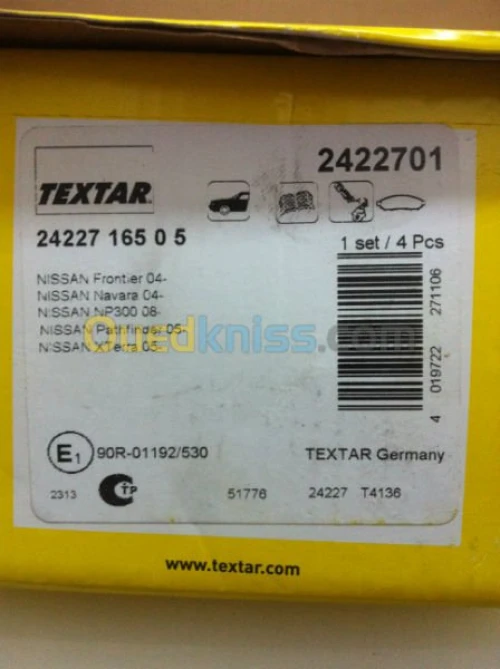 V/G Plaquette de frein NISSAN