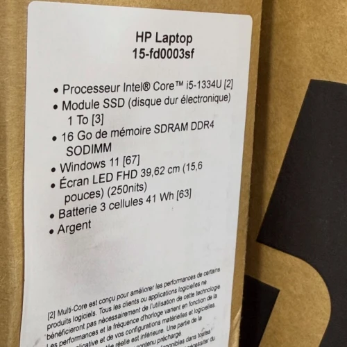 HP Laptop 15-fd0003sf / i5-1334U / 16Go / 1To SSD / 15.6 FHD