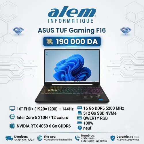 ASUS TUF Gaming F16 / Intel Core 5 210H / RTX 4050 / 144Hz RGB