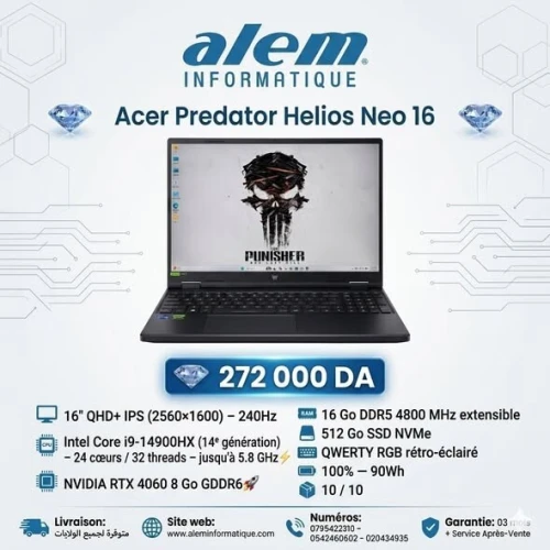 Acer Predator Helios Neo 16 / i9-14900HX / RTX 4060 / QHD+ 240Hz