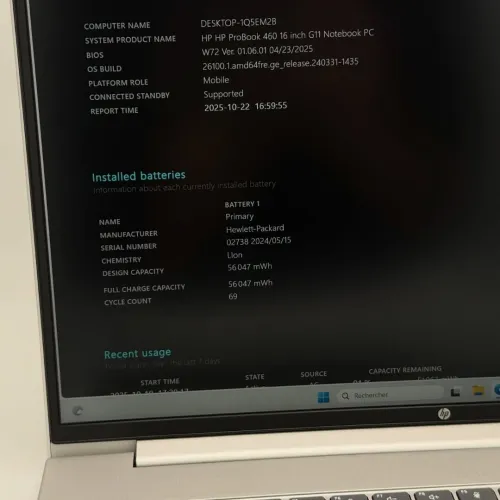 HP PROBOOK 460 G11 / ULTRA 5 125U / 16Go DDR5 / 512SSD / 16 FHD+