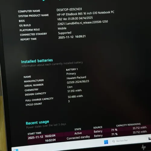 HP ELITEBOOK 865 G10 / AMD RYZEN 5 7545U / 16Go DDR5 / 512SSD / 16 FHD+