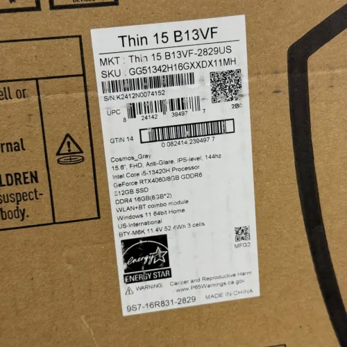 MSI Thin 15 B13VF / Core i5-13420H / RTX 4060 / 16 Go RAM