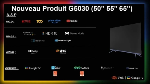 TV IRIS 60 G5030 ANDROID GOOGLE TV 60POUCES UHD 4K