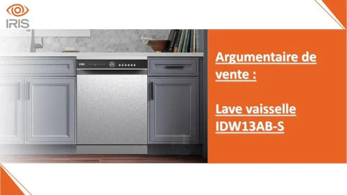 IRIS LAVE VAISSELLE IDW13AB-S 13 COUVERT (BLANC/NOIR/INOX)