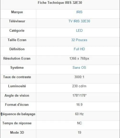 TV IRIS 32 C3020 SMART TV 32POUCES HD