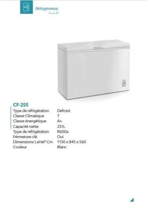 CONGELATEUR IRIS ICFG 255 COFREE + VITRE