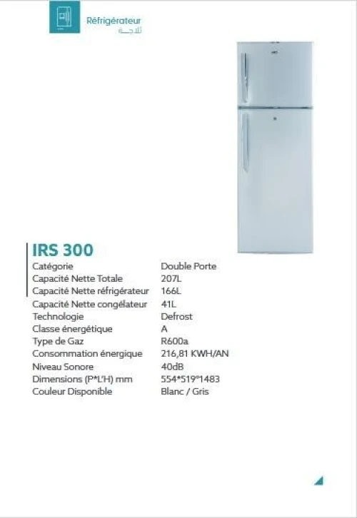 REFRIGERATEUR IRIS IR-DD300 DEFROST