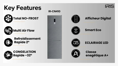 REFRIGERATUER IRIS IR-CN410 NO-FROST COMBINÉ INOX