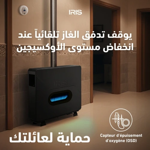 CHAUFFAGE A GAZ IRIS LAVA NOIR 14KW +DÉTECTEUR