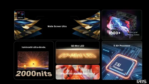 TELEVISEUR IRIS 86 S9800 QD-MINILED ANDROID 14 GOOGLE TV 86POUCES UHD 4K MATTE SCREEN