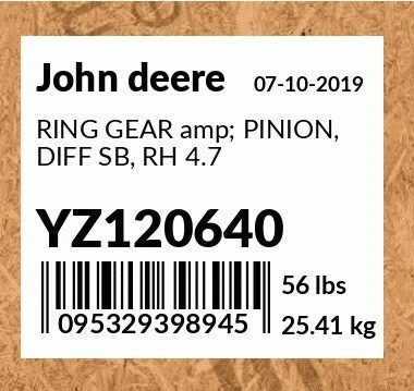 Kit Couronne + Pignon pour Différentiel D'origine John Deer
