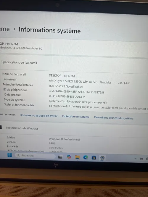 HPEliteBook 645 G10 Ryzen 5 PRO 7530U 16GB 512GB SSD NVMe 14" FHD IPS
