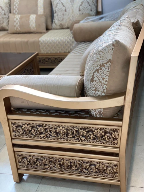SALON MARROCAIN L EN BOIS HETRE BEIGE