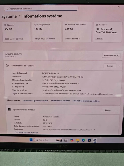 Acer Swift Go 16" OLED 3,2K   Intel i7 13700H, 32 Go RAM, 1 To SSD   Ultra puissant & élégant