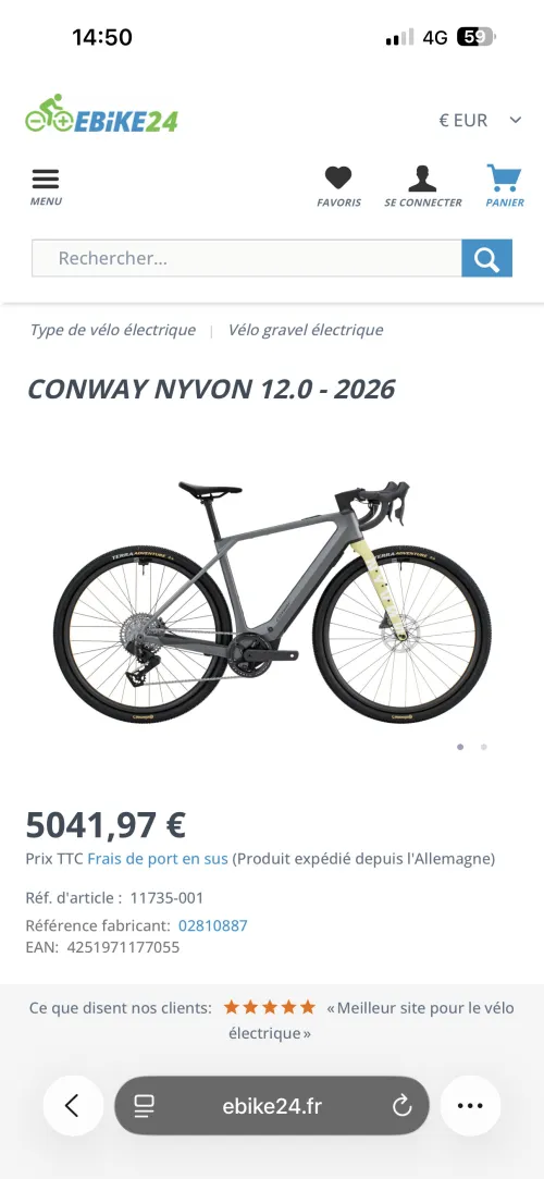 Vélo conway Nyvon 12.0 2026 battrie bosh