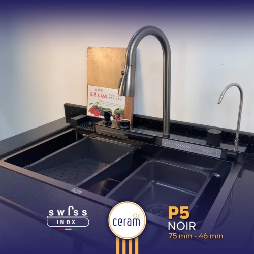 Evier cuisine PIANO 5 BOUTONS INOX 304 - NANO - SWISS INOX