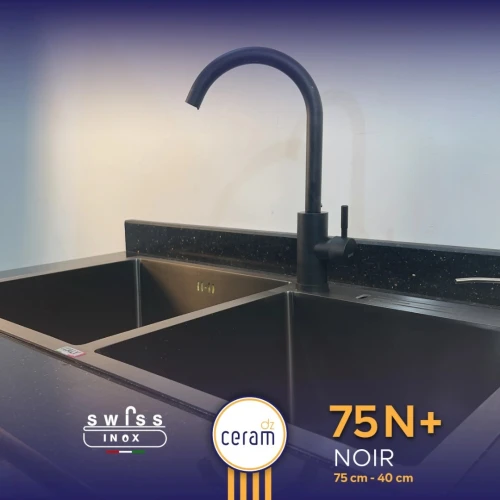Evier Cuisine INOX - SWISSINOX - 75x40cm - Noire (avec toutes accessoires)