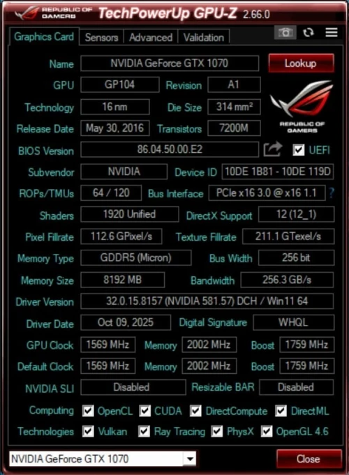 MANLI GTX 1070 8Go GALLARDO