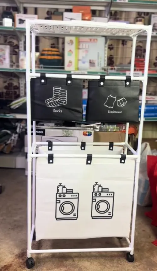 Grand Panier à Linge 4 Compartiments pour Ranger les Vêtements