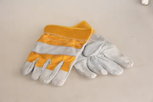 GANT CUIR JAUNE / GRIS