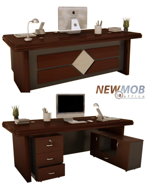SHY BUREAU PDG MDF 2.4 m AVEC CAISSON ET RETOUR