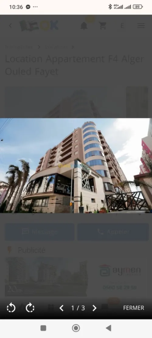 Location Appartement F4 Alger Ouled fayet