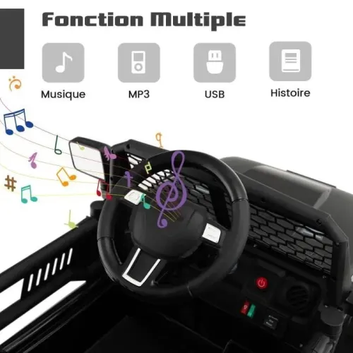 Jeep Voiture Electrique 12V/4.5 Ah pour Enfants 3-7 Ans, Télécommande 2,4G, Musique, Klaxon, LED