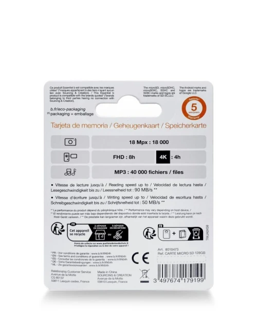 Carte Mémoire Micro SD ESSENTIELB 128Go Micro SDXC- 4K
