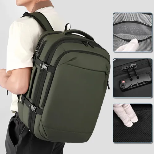 Sac à dos de voyage extensible grande capacité imperméable à compression sous vide anti-vol