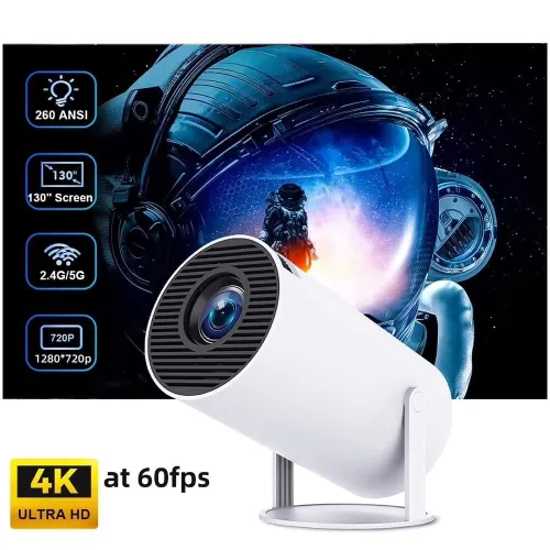 Mini Projecteur Portable -4K Projecteur avec Android 12 Mini Projecteur WiFi 6 BT 5.0 720P Full HD Native Automatique Rotatif