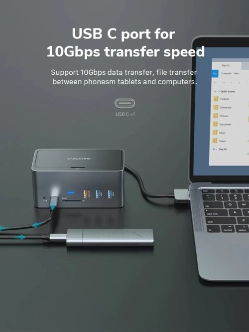 0791304387 - Cabletime USB-C Docking Station HDMI/DisplayPort 4K PD Ethernet
