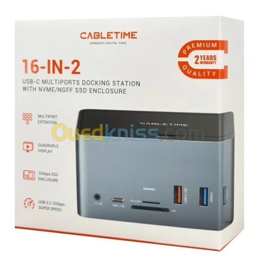 0791304387 - Cabletime USB-C Docking Station HDMI/DisplayPort 4K PD Ethernet