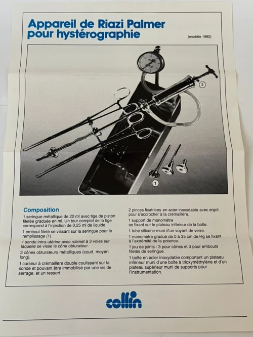 Boite hysterographie Riazi Palmer Complet avec boite en inox et accessoires