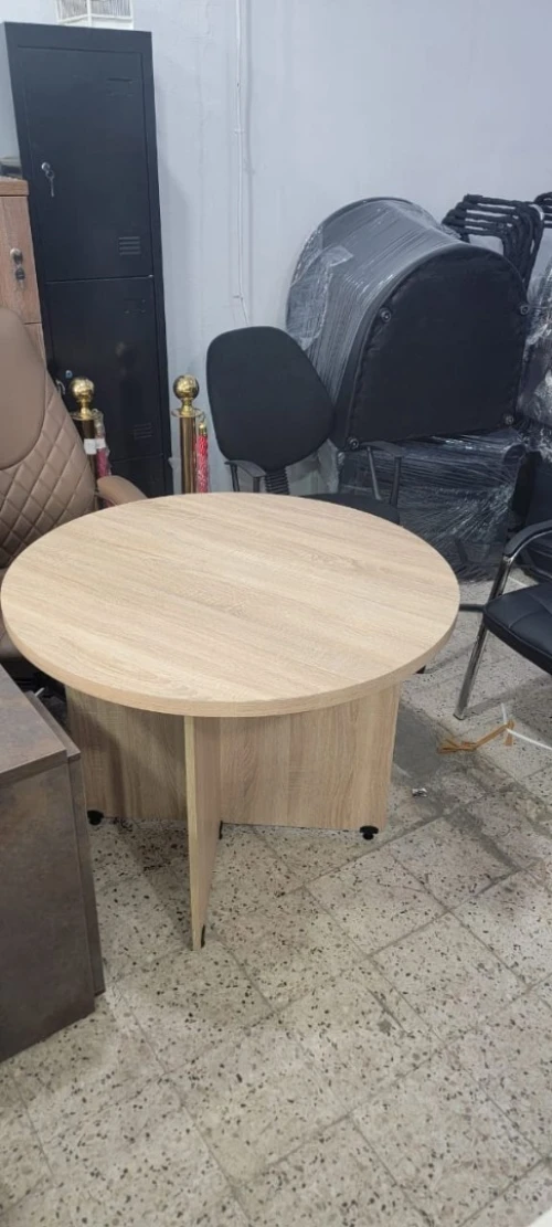 Table de réunion sur mesure en MDF ou mélaminé disponible en forme ronde ou rectangulaire, 5 coloris