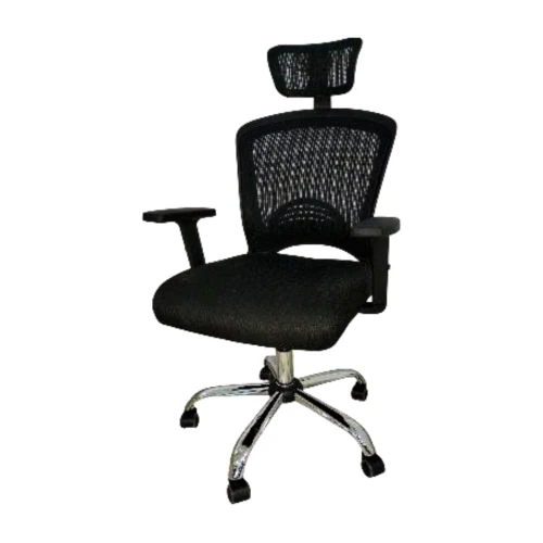 Chaise ergonomique en maille noire avec repose tète 