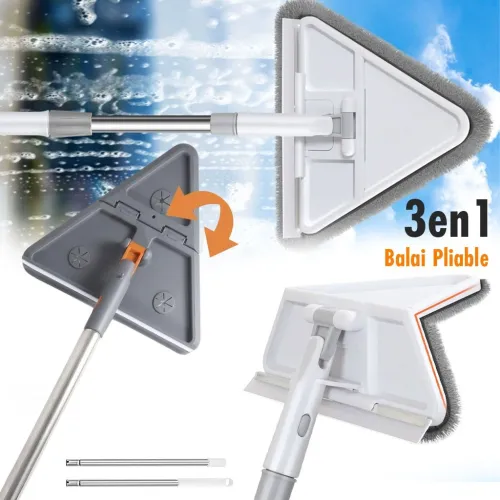 Vadrouille de Nettoyage avec Manche Long Pliable à 180 avec Grattoir ممسحة من ميكروفيبر للتنظيف 
