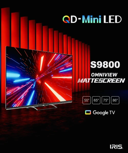 TV IRIS 65" QD MINI LED S9800 GOOGLE TV 144 Hz OMNIVIEW MEMC VRR ALLM 4k UHD ANDROID 14 + BARRE DE SON INTEGRÉE