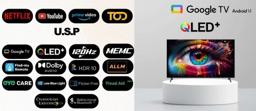 TV IRIS 55" QLED+ Q7020 GOOGLE TV 120 HZ 4K UHD SMART ANDROID 55 POUCES