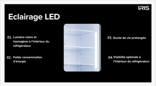 REFRIGERATEUR IRIS COMBINÉ 410 L INOX NO FROST AFFICHEUR TACTILE