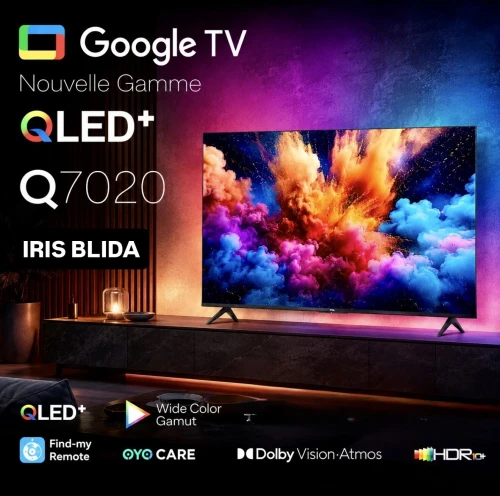 TV IRIS 65" QLED+ Q7020 GOOGLE TV 120 HZ 4K UHD SMART ANDROID 14 65 POUCES