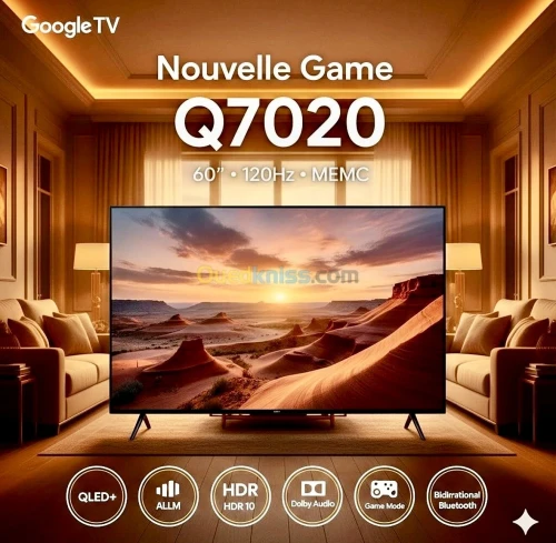 TV IRIS 60" Q7020 QLED+ GOOGLE TV 4K 120 HZ UHD SMART ANDROID 14 60 POUCES